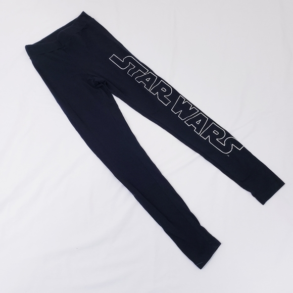 Star Wars Leggings Jersey Knit Size XS Black Silver Lettering H&M - Picture 3 of 8